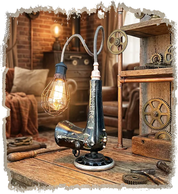 1917 Singer 66K Lotus Flower Sewing Machine Lamp