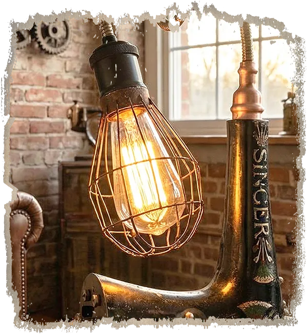 1917 Singer 66K Lotus Flower Sewing Machine Lamp